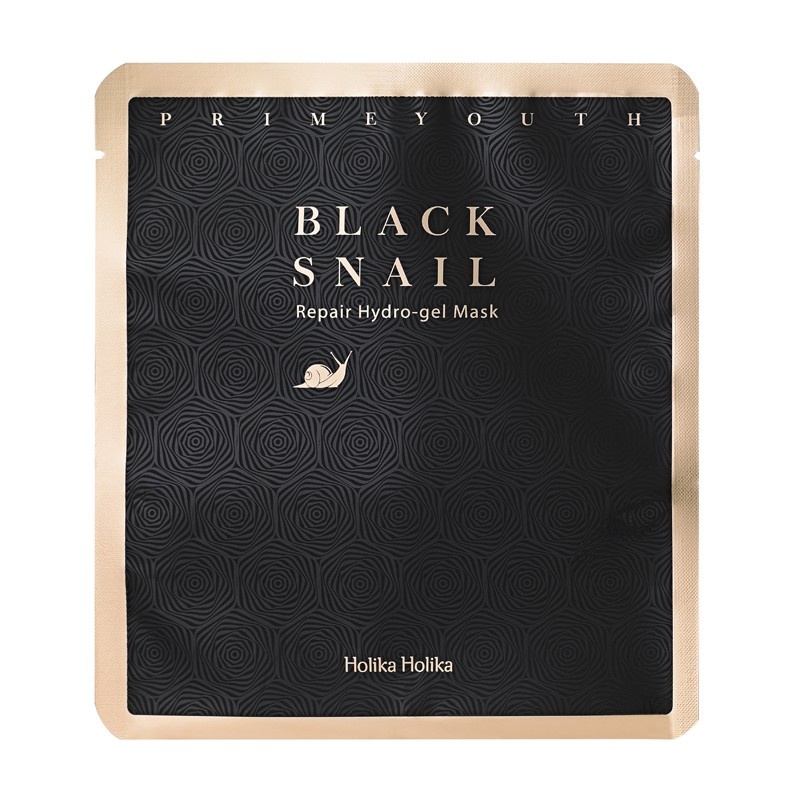 BLACK SNAIL Repair Hydro-gel Mask 10枚入り Prime Youth Black Snail Repair Hydro Gel Mask - Holika Holika